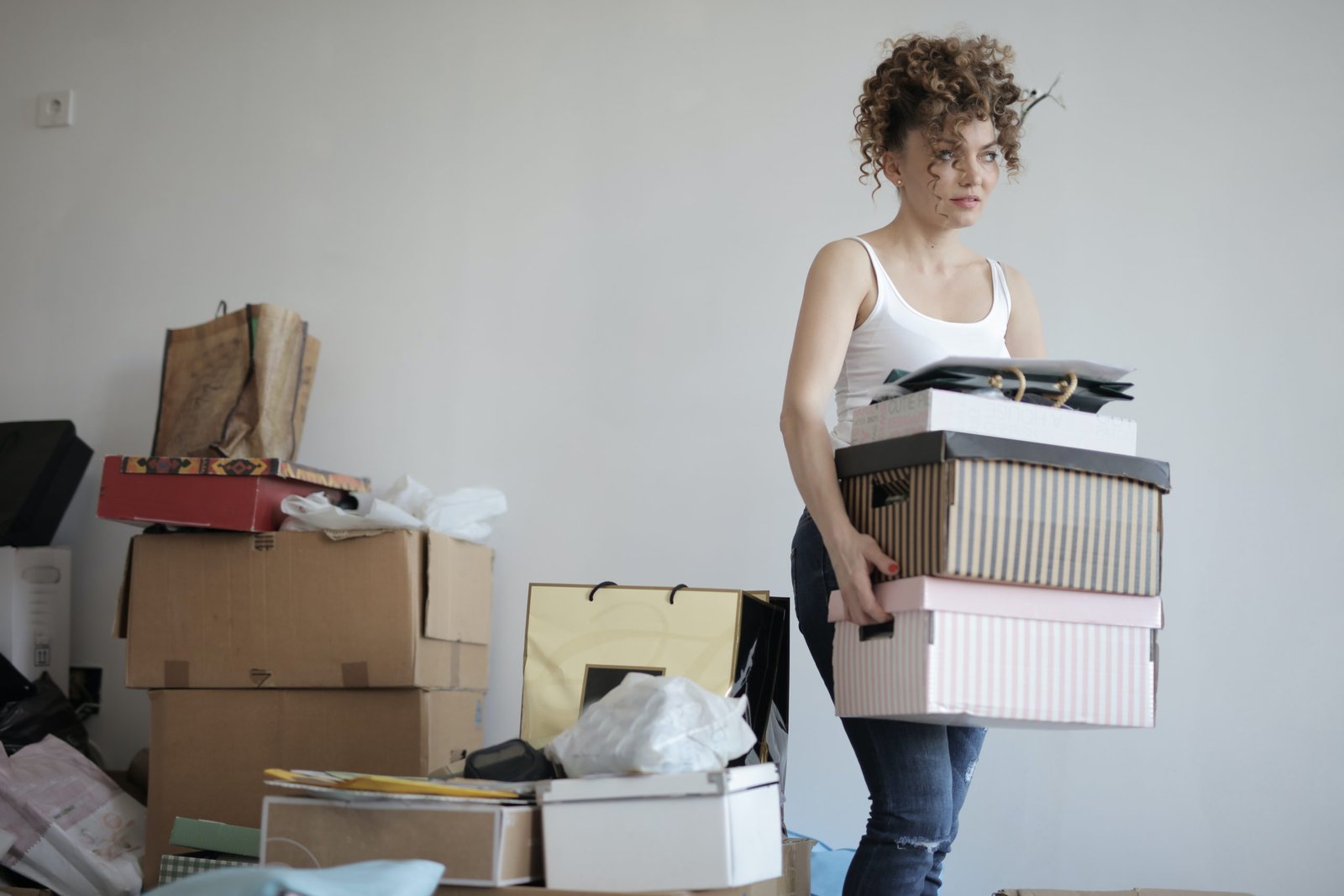 Lady moving boxes