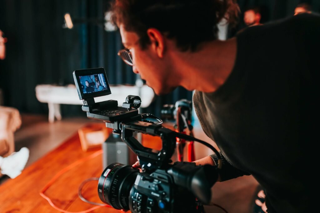 Estate agent filming a house for a video tour